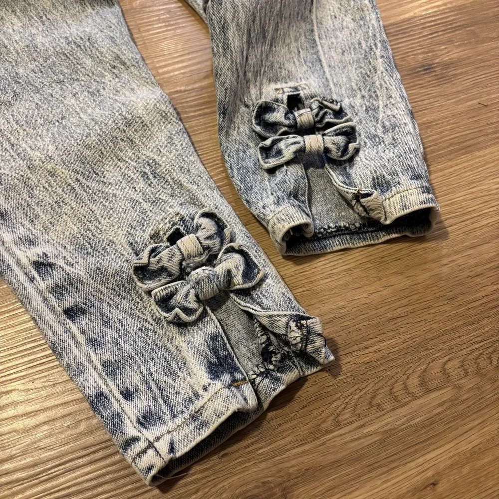 Vintage 80s Cap Ferrat Jeans Womens 11 (26x28) High Rise Acid Wash Ankle Bow USA